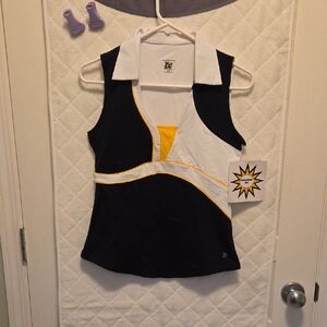 Kayli Women's Small Golf Top Black and White Sleeveless Top